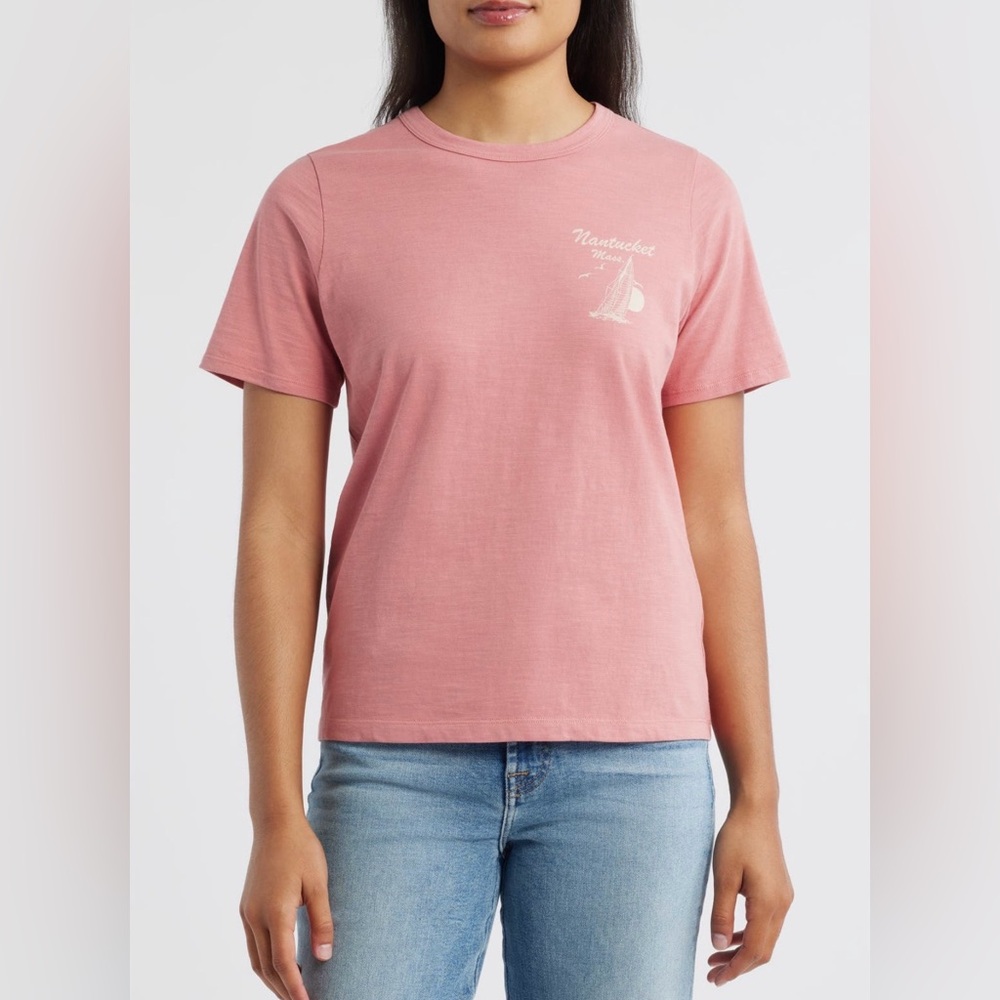 Faherty | Nantucket Sunwashed Cotton Graphic T-Shirt in Faded Flag size Med NWT